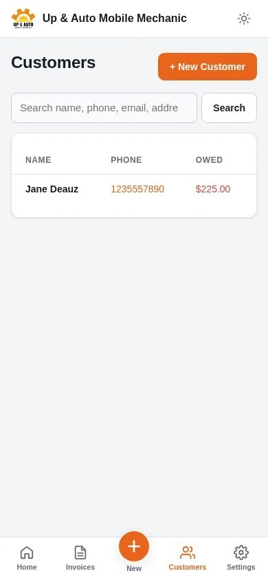 Customer list on a phone